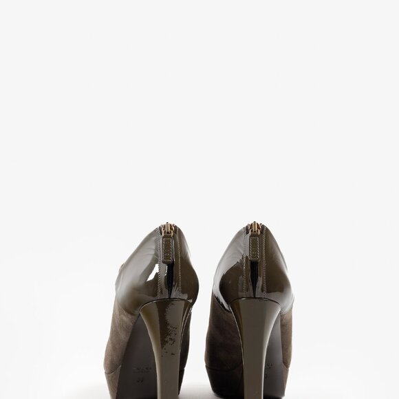 Gucci Green Patent Leather and Suede Booties - Picture 3 of 11